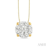 1/4 Ctw Lovebright Round Cut Diamond Pendant in 14K Yellow and White Gold with Chain