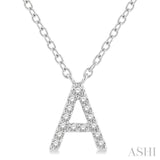 1/20 Ctw Initial 'A' Round Cut Diamond Pendant With Chain in 10K White Gold