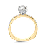 Straight Pear-Cut Diamond Hidden Halo Engagement Ring