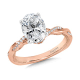 Oval-Cut Diamond & Milgrain-Beaded, Crisscross Hidden Halo Engagement Ring
