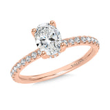 Oval-Cut Straight Hidden Halo Diamond Engagement Ring
