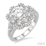 Flower Semi-Mount Diamond Engagement Ring