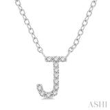 1/20 Ctw Initial 'J' Round Cut Diamond Pendant With Chain in 14K White Gold