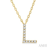 1/20 Ctw Initial 'L' Round Cut Diamond Pendant With Chain in 14K Yellow Gold