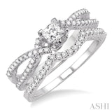 5/8 Ctw Diamond Wedding Set with 1/2 Ctw Princess Cut Engagement Ring and 1/8 Ctw Wedding Band in 14K White Gold