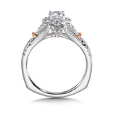 Vintage Tapered Two-Tone Halo Engagement Ring