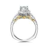 Straight Halo Engagement Ring W/ Two-Tone Undergallery