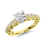 Straight Diamond Engagement Ring w/ Stylized Undergallery