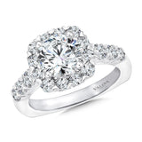Unique Cushion-Shaped Halo Diamond Engagement Ring