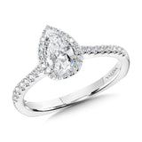 Pear Diamond Straight Halo Engagement Ring