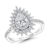 Pear-Cut Triple Diamond Halo Sun Burst Engagement Ring