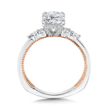 Oval-Cut Two-Tone & Milgrain-Beaded Hidden Halo Diamond Engagement Ring