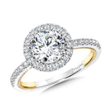 Two-Tone & Milgrain-Beaded Hidden Halo Diamond Engagement Ring