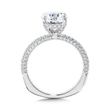 Three-Row Pave-Illusion & Hidden Halo Diamond Engagement Ring