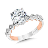 Stackable Two-Tone & Milgrain-Beaded Diamond Collar Engagement Ring