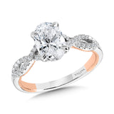 Oval-Cut Crisscross Two-Tone & Milgrain-Beaded Hidden Halo Diamond Engagement Ring