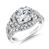 Diamond split shank engagement ring mounting set in 14k white gold.