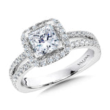 Princess-Cut Split Shank Diamond Halo Engagement Ring