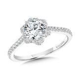 Straight Floral Halo Engagement Ring
