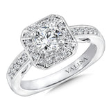 Geometric Shape Halo Diamond Engagement Ring
