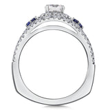 Diamond And Blue Sapphire Engagement Ring