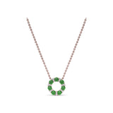 Shared Prong Emerald and Diamond Circle Necklace