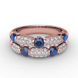 Double Row Sapphire and Diamond Ring