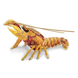 Luxury Giftware Pewter Bejeweled Crystals Gold-tone Enameled BAYOU Cajun Crawfish Trinket Box with Matching 18 Inch Necklace