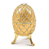 Luxury Giftware Pewter Bejeweled Crystals Gold-tone Enameled ROYAL GOLD (Plays Swan Lake) Musical Egg with Matching 18 Inch Necklace