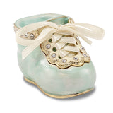 Luxury Giftware Pewter Bejeweled Crystals Gold-tone Enameled IT'S A BOY Blue Baby Bootie Trinket Box with Matching 18 Inch Necklace