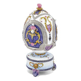 Luxury Giftware Pewter Bejeweled Crystals Silver-tone Enameled MERRY-GO-ROUND Carousel (Plays It's A Small World) Musical Egg with Matching 18 Inch Necklace