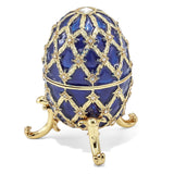Luxury Giftware Pewter Bejeweled Crystals Gold-tone Enameled GRAND ROYAL BLUE (Plays Unchained Melody) Musical Egg with Matching 18 Inch Necklace