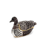 Luxury Giftware Pewter Bejeweled Crystals Gold-tone Enameled CARLO Loon Duck Trinket Box with Matching 18 Inch Necklace