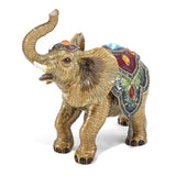 Luxury Giftware Pewter Bejeweled Crystals Gold-tone Enameled TALLIE Taj Mahal Elephant Trinket Box with Matching 18 Inch Necklace