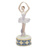 Luxury Giftware Pewter Bejeweled Crystals Gold-tone Enameled BLYTHE Ballerina on Point Trinket Box with Matching 18 Inch Necklace