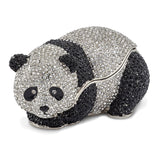 Luxury Giftware Pewter Bejeweled Crystals Silver-tone Enameled TING TING Full Crystal Panda Bear Trinket Box with Matching 18 Inch Necklace
