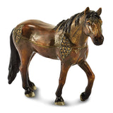 Luxury Giftware Pewter Bejeweled Crystals Gold-tone Enameled SPENCER Dark Bay Horse Trinket Box with Matching 18 Inch Necklace