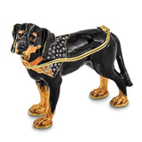 Luxury Giftware Pewter Bejeweled Crystals Gold-tone Enameled KNOX Bluetick Coonhound Trinket Box with Matching 18 Inch Necklace