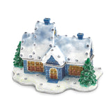 Luxury Giftware Pewter Bejeweled Crystals Silver-tone Enameled WINTER DREAMS Cozy Snow Covered House Trinket Box with Matching 18 Inch Necklace