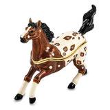Luxury Giftware Pewter Bejeweled Crystals Gold-tone Enameled ASPEN Appaloosa Horse Trinket Box with Matching 18 Inch Necklace