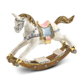 Luxury Giftware Pewter Bejeweled Crystals Gold-tone Enameled RIMA Rocking Horse Trinket Box with Matching 18 Inch Necklace