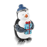 Luxury Giftware Pewter Bejeweled Crystals Silver-tone Enameled PENNY Penguin with Gift Trinket Box with Matching 18 Inch Necklace