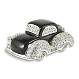 Luxury Giftware Pewter Bejeweled Crystals Silver-tone Enameled DEAN Black and White Car Trinket Box with Matching 18 Inch Necklace