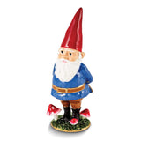 Luxury Giftware Pewter Bejeweled Crystals Gold-tone Enameled NIMBLE Gnome with Mushrooms Trinket Box with Matching 18 Inch Necklace