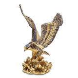 Luxury Giftware Pewter Bejeweled Crystals Gold-tone Enameled VALIANT Golden Eagle Trinket Box with Matching 18 Inch Necklace