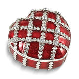 Luxury Giftware Pewter Bejeweled Crystals Silver-tone Enameled VALENTINE Heart Trinket Box with Matching 18 Inch Necklace