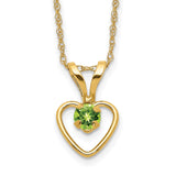 14k Madi K 3mm Peridot Heart Birthstone Necklace