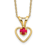 14k Madi K 3mm Ruby Heart Birthstone Necklace