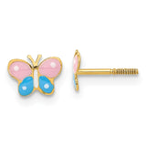 14k Madi K Polished Enameled Butterfly Screwback Post Earrings