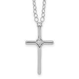 14k White Gold Madi K .01ct Diamond Cross Necklace